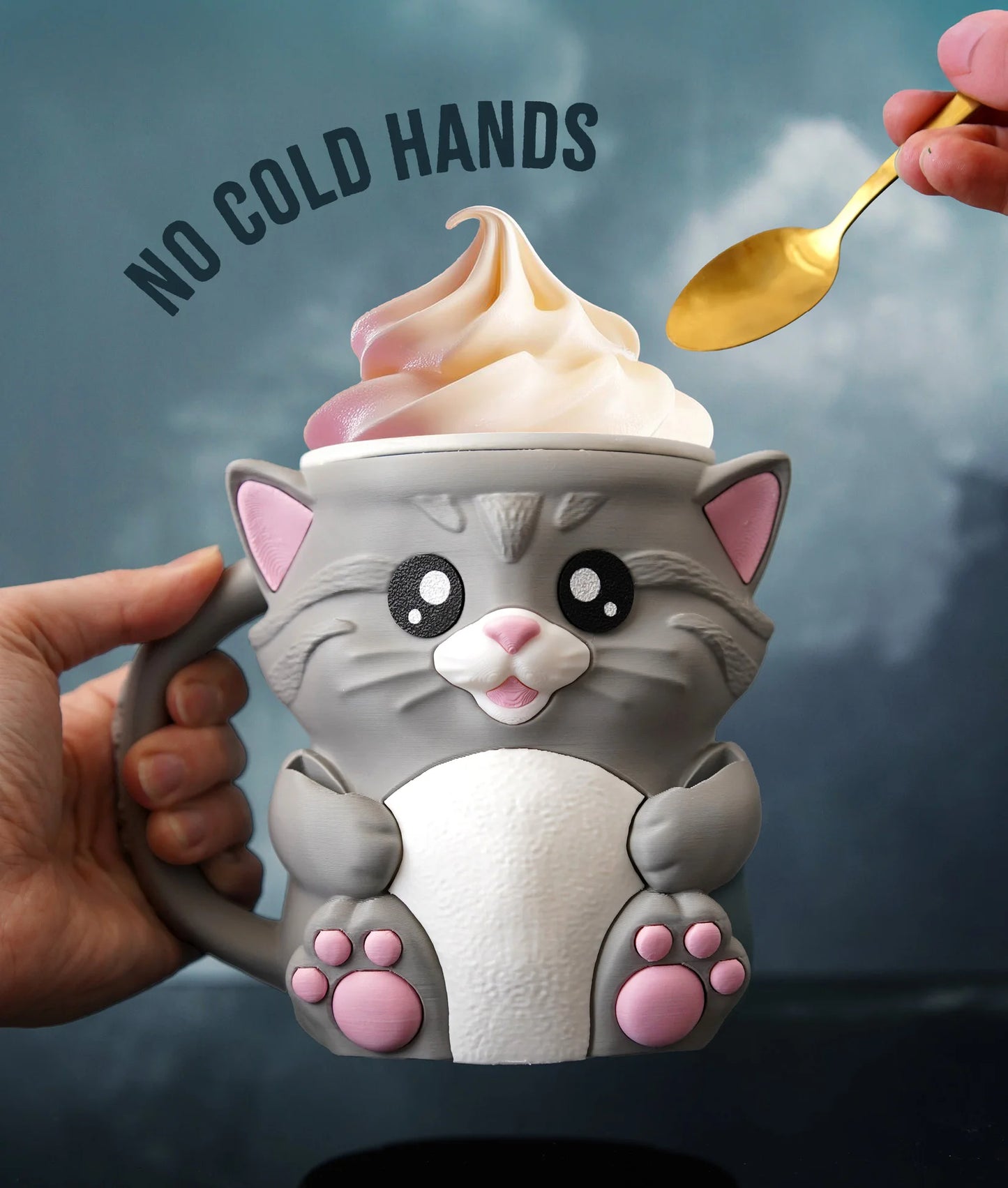Cuddles the Cat Ice Pint Holder