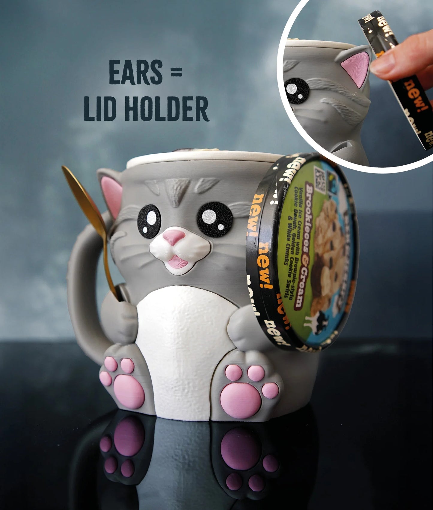Cuddles the Cat Ice Pint Holder