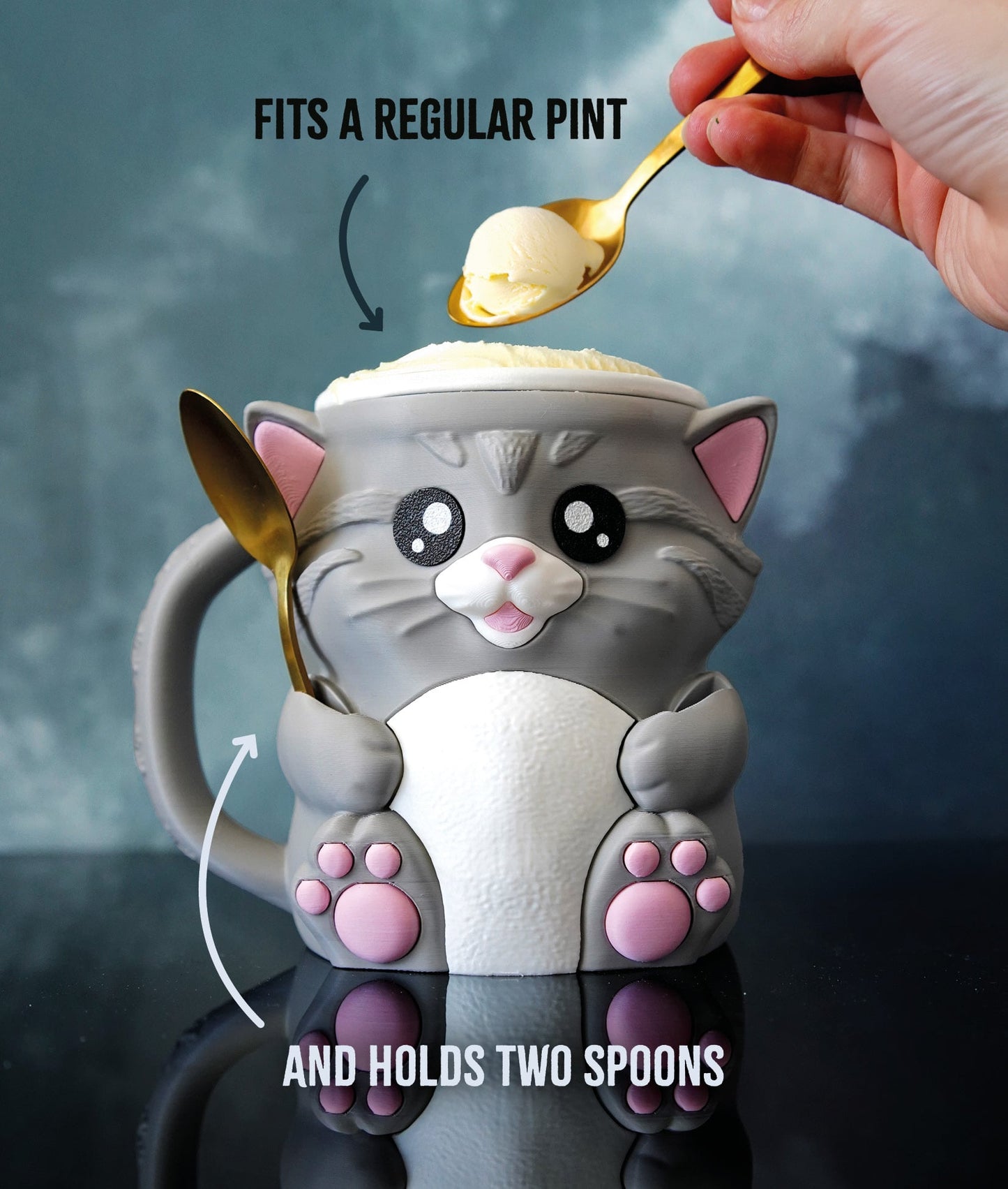 Cuddles the Cat Ice Pint Holder