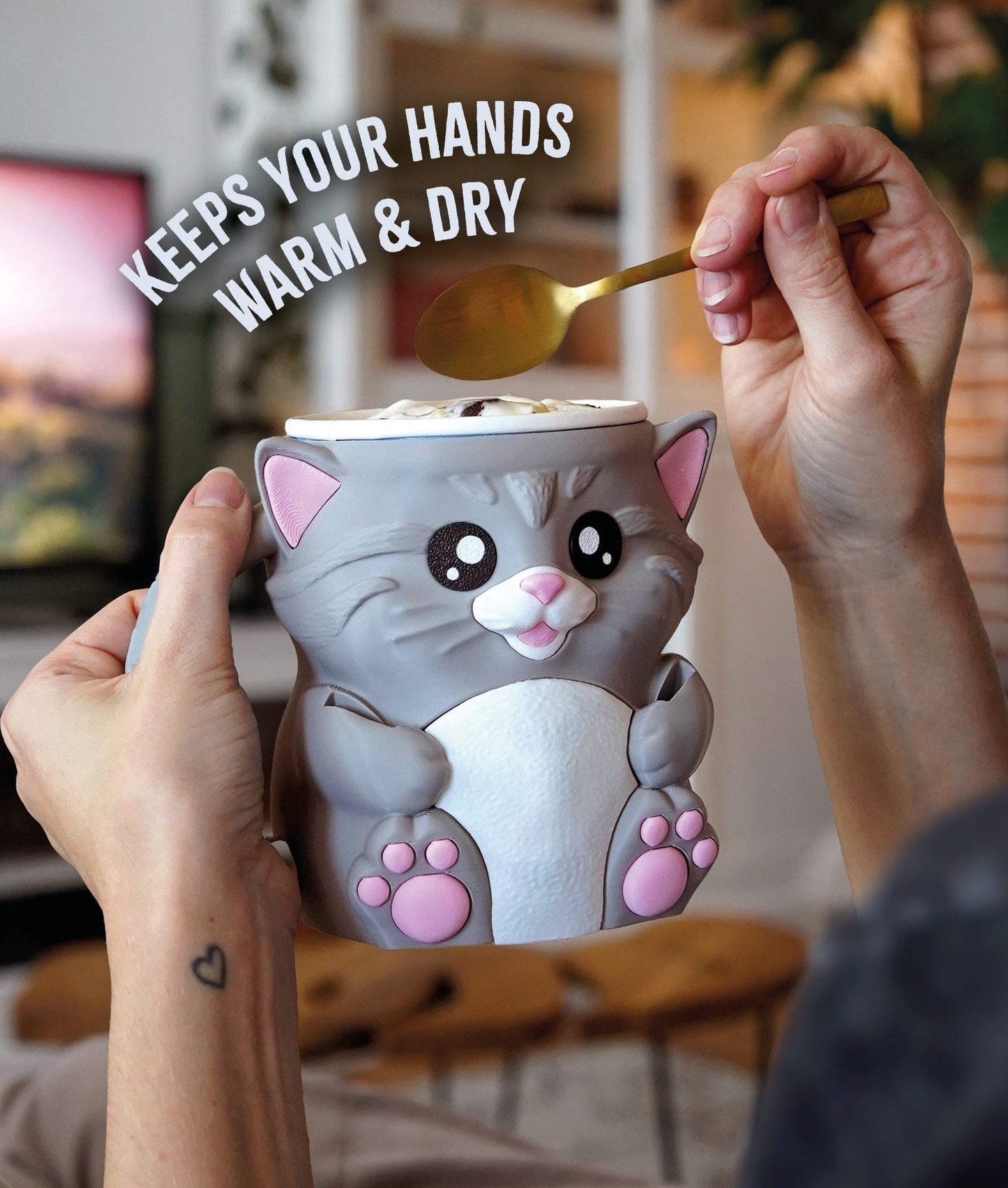 Cuddles the Cat Ice Pint Holder